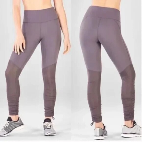 Fabletics Leggings Womens Size Small Purple Ruched Tie Ankle - Picture 1 of 10